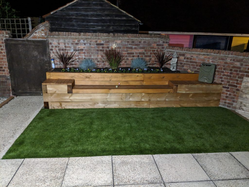 Astro Turf and Railway Sleeper Bench