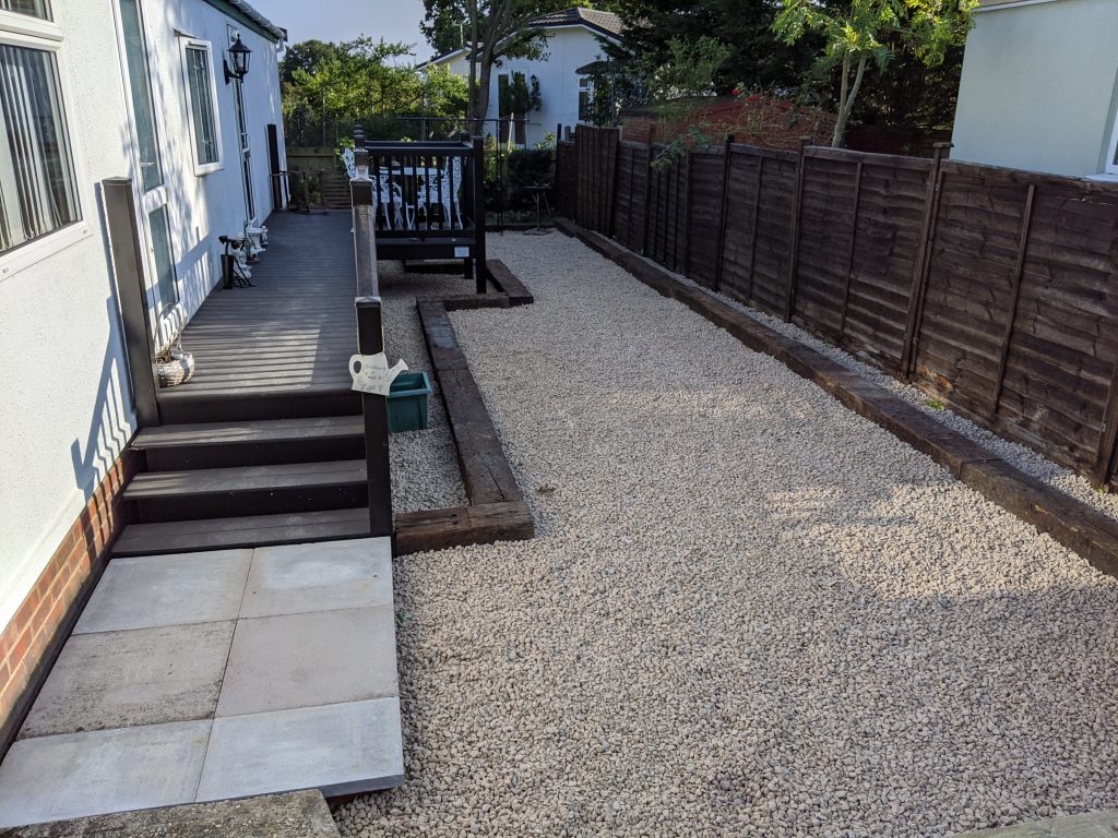 Stones and Railway Sleeper Edging